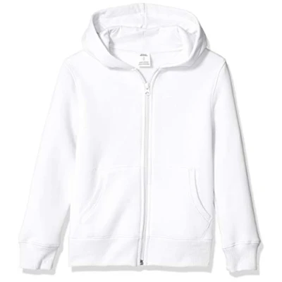 Imagen de Amazon Essentials Sudadera de Forro Polar con Capucha y Cremallera Niño, Blanco, 10 años