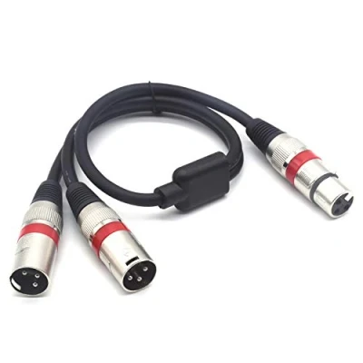 Imagen de SiYear Cable de conexión micrófono equilibrado en Y XLR hembra a macho dual 3 pines, adaptador audio (XLR F dos M) 50 cm