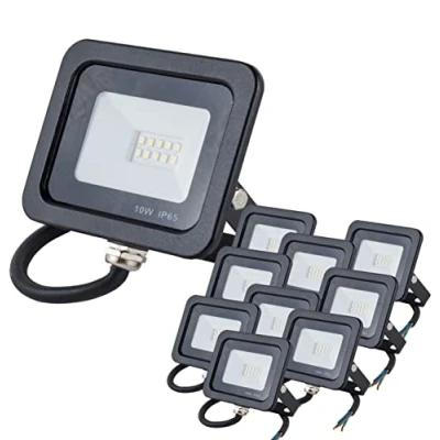 Imagen de Popp® Floodlight LED Foco Proyector para Exterior Negro 10W, luz fría 6000K, Eficiencia Luminosa 85LM/W, Protección contra Sobrevoltajes, Resistente al Agua IP65(10W 6000K 10 unidad)
