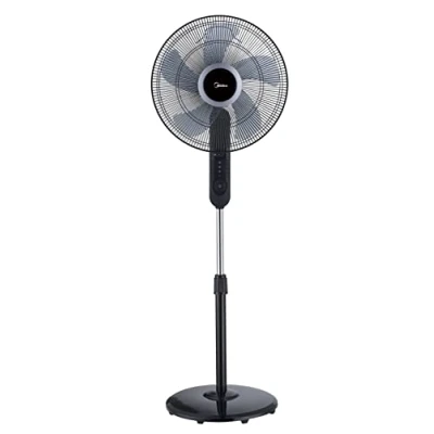 Imagen de Midea FS40 15FR Ventilador de pie silencioso con mando a distancia, pantalla LED, 5 aspas, compartimento altura regulable, función oscilación 80, potente y muy