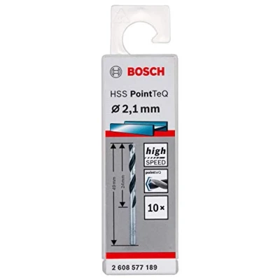 Imagen de Bosch Professional 10 brocas helicoidales HSS PointTeQ, para metal, 2.1 x 24 49 mm, accesorio de taladro