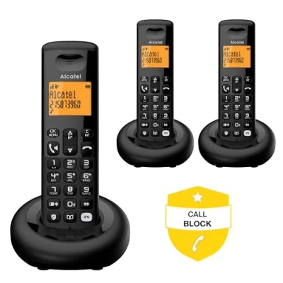 Imagen de Alcatel E260 S.Voice Trio Teléfono inalámbrico DECT con contestador 3 teléfonos: diseño Compacto, Pantalla retroiluminada Grande, función Manos Libres, Bloqueo de Llamadas no deseadas