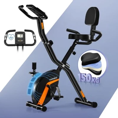 Imagen de VANNECT Bicicleta Estatica Plegable con Respaldo y Pantalla LCD Medición Manual del Pulso Cyclette Pieghevole 4 in 1