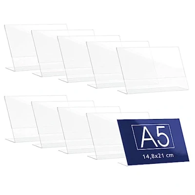 Imagen de Danieli Store Expositor Metacrilato Transparente A5 Horizontal Acrilico Porta Menú, Precios, Fotos Para Mesa Soporte de Acrílico Avisos (10 unidades)