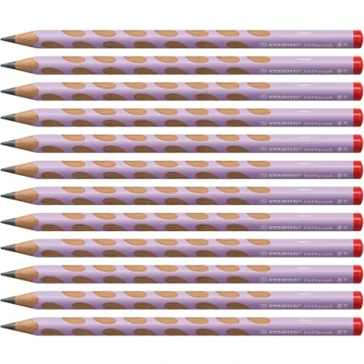 Imagen de STABILO, Lápiz de grafito ergonómico STABILO EASYgraph pastel Edition, Modelo para DIESTROS, Caja con 12 unidades, Color lila