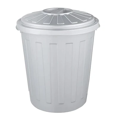 Imagen de keeeper Mats Cubo de Basura/Papelera polivalente con Tapa cerrable, pequeño, plástico Resistente (PP), 7 l, Plateado, L
