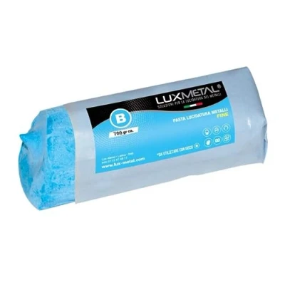 Imagen de Lux Metal Pasta Abrasiva Pulidora Azul Fina 700 gr para Pulir Acero Inoxidable. Cera Metales a Espejo, Aluminio Brillante, Hierro, Cromados, Madera, Latón, Cobre, Mármol, Plástico, Plata.