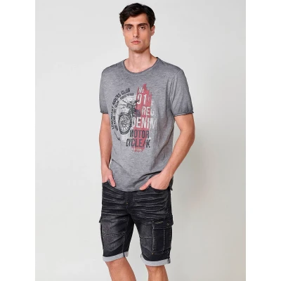 Imagen de Camiseta de Manga Corta Algodón. Cuello Redondo. Color Gris para Hombre