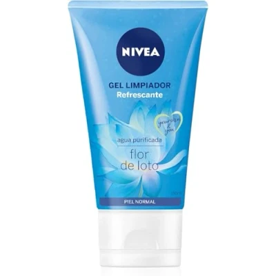 Imagen de NIVEA Gel limpiador Refrescante al agua (1 x 150 ml), con purificada y flor de loto para el cuidado facial, facial enriquecido vitamina E