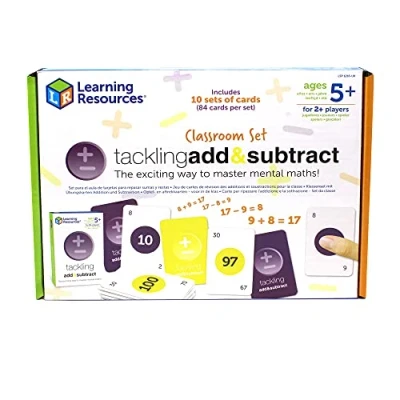 Imagen de Learning Resources Set para el aula dominar la suma y resta Tackling Add &amp; Subtract juego didáctico de matemáticas con tarjetas, 5+ años