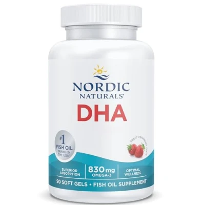 Imagen de Nordic Naturals, DHA, 830mg Omega 3, Aceite de Pescado con EPA y Sabor Fresa, 90 Cápsulas blandas, Testado en Laboratorio, Sin Soja, Gluten, No GMO