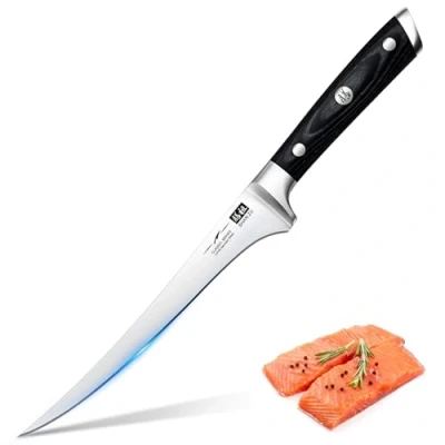 Imagen de SHAN ZU Cuchillo de Filete 18 cm, Deshuesador, para Pescado Profesional, Filetear Súper Afilado en Acero Inoxidable Alemán, Mango Madera Ergonómico