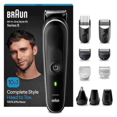 Imagen de Afeitadora multifunción Braun Series 5 MGK5440, Recortadora 10 en 1, 9 accesorios, Wet&amp;Dry, Autonomía 100 min