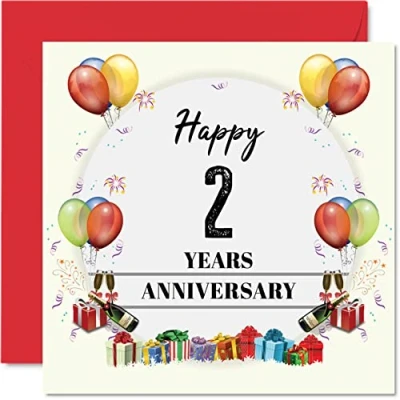 Imagen de tarjeta de aniversario algodón para marido y esposa, fiesta aniversario, feliz segundo boda pareja, tarjetas felicitación 145 mm x segundos