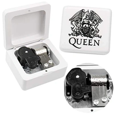Imagen de Sinzyo Queen Bohemian Rhapsody Caja de Música Madera Vintage Navidad San Valentín Cumpleaños Regalo (Caja Blanca Rhapsody)