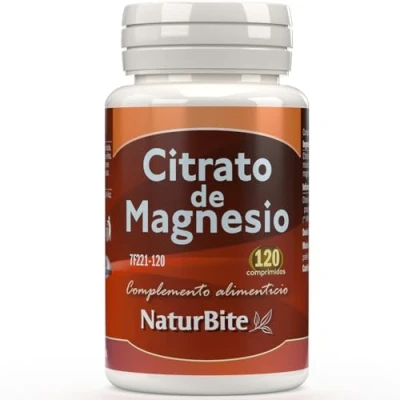 Imagen de NaturBite Citrato de Magnesio, 120 comprimidos 400mg por comprimido Suplemento Magnesio Altamente Absorbible