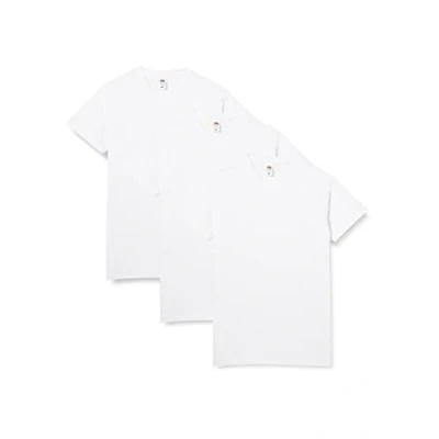 Imagen de Fruit of the Loom Camiseta de manga corta con cuello V, para hombre, pack 3, color blanco, talla s