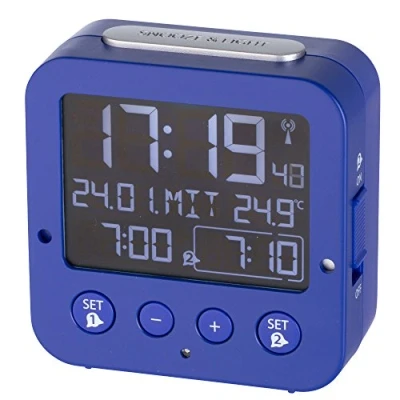 Imagen de TFA Dostmann 60.2531.06 Bingo Reloj Despertador con Radio controlado Temperatura, Color Azul