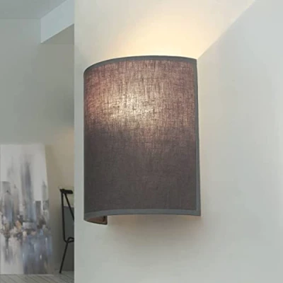 Imagen de aplique de pared moderno para interior, escalera, semicircular, apliques bajo deslumbramiento, tela gris
