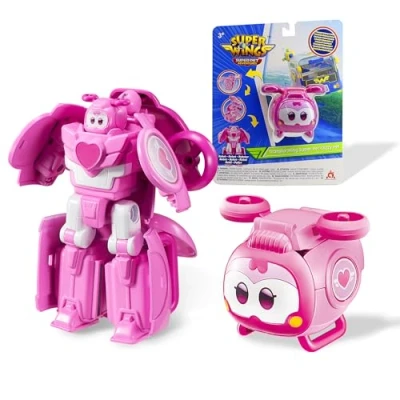 Imagen de Super Wings Transformations Supercharged Jett Pet, Figura de Juego para niños Aprox. 6 cm Altura, avión y Robot Juguete 3 años o más, niñas