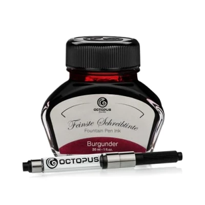 Imagen de Octopus Fluids Burgunder tinta para escribir con convertidor incluido, pluma estilográfica, 30 ml Rojo