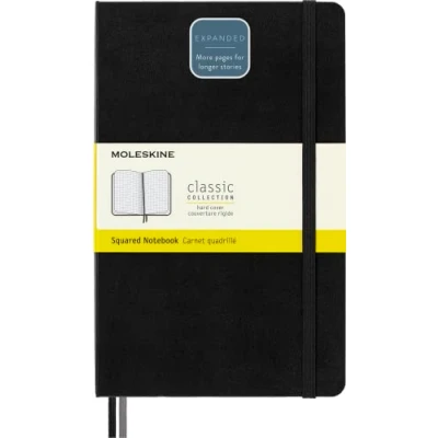 Imagen de Moleskine Classic Expanded Squared Paper Notebook Hard Cover and Elastic Closure Journal Color Black Size Large 13 x 21 A5 400 Pages