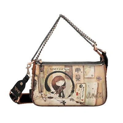 Imagen de Anekke Bandolera de Mujer Mediana Polipiel para con Correa Ajustable y Cierres Cremallera Shoen Accesorios Complementos Medidas 28x22x5 cm
