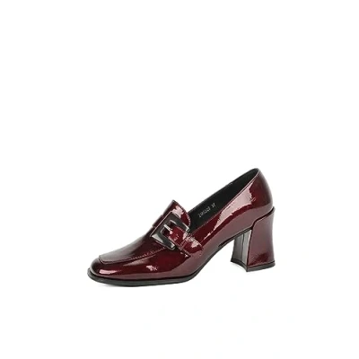 Imagen de QUEEN HELENA Mocasines Casuales Elegantes con Tacón para Mujer ZM9509 Rojo, 36 EU