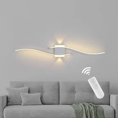Imagen de minifair Largo 120Cm Aplique Pared Interior,Blanco LíNeas Led Lampara De 3000 6000K Traer Dimmer,Moderna Luz Aluminio Para SalóN Escalera Pasillo Corredor Stairwill Batomin