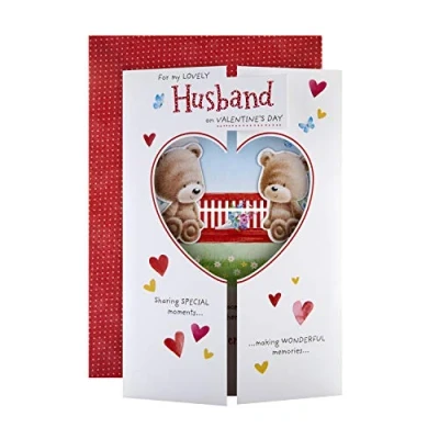 Imagen de Hallmark Tarjeta de San Valentín para marido Bonito diseño movimiento troquelado.