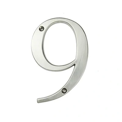 Imagen de HASWARE Letrero con número de casa, 4 pulgadas (10 cm), números puerta modernos, placa señalización, dirección aleación zinc (9, Plata)
