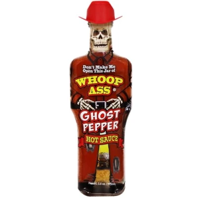 Imagen de WHOOP ASS Salsa picante Cowboy Premium Ghost Pepper: ¡pruébalo si te atreves! Regalo gourmet perfecto para los fanáticos de las salsas picantes