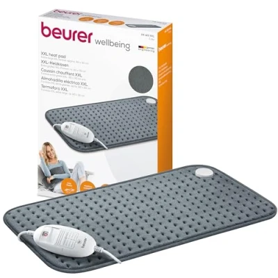 Imagen de Beurer HK 123 Almohadilla eléctrica, esterilla térmica suave con 3 ajustes de temperatura y desconexión automática, lavable a máquina, fabricada en Europa, tamaño XXL 60 x 30 cm