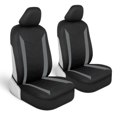 Imagen de Motor Trend SpillGuard Fundas de Asiento para Coches, Camiones, SUV, Grises con Forro Neopreno Impermeable, automóvil Solo Asientos Delanteros, Forros