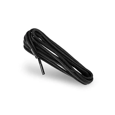 Imagen de Kaps Cordones Redondos Encerados, de 100% algodón natural, Elegantes para Zapatos Vestir y Diario, Hecho en Europa (75 cm 4 a 5 pares ojales / 91 Negro)