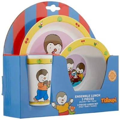 Imagen de Fun House 005138 T&#039;Choupi Juego de comidas para niños: 1 vaso + plato cuenco microondas (250 ml)