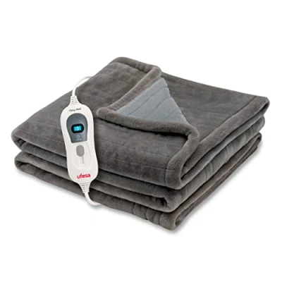 Imagen de Manta eléctrica Ufesa Softy Fleece, 120 W, 3 Niveles de temperatura, Auto apagado a las h, Gris