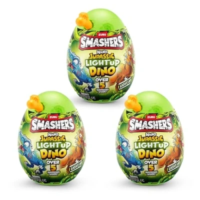 Imagen de Smashers Nano Jurassic Light up Dino by ZURU, Dinosaur Themed Collectible Toy Egg with Over 5 Surprises for Boys and Kids (3 Pack)