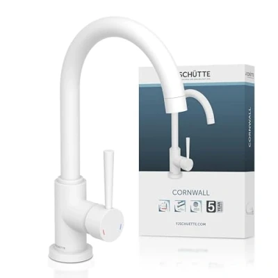 Imagen de SCHÜTTE 79161 CORNWALL Grifo de Cocina Giratorio 360 Grados Mezclador para Fregadero con Monomando en Blanco