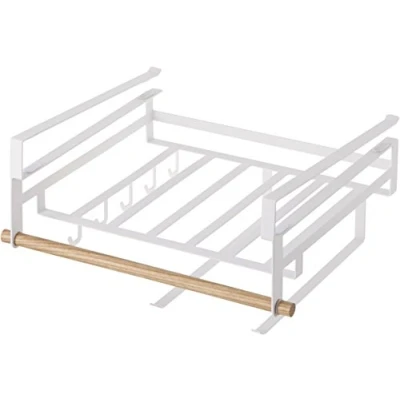 Imagen de YAMAZAKI 3158 Tosca Estante Multifuncional Debajo del Estante, Blanco, Acero/Madera, Minimalista, 33.5 x 29 16 cm