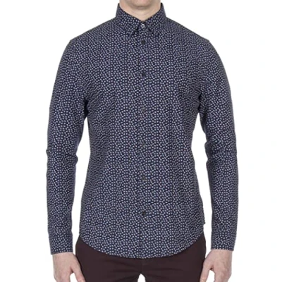 Imagen de Ben Sherman Camisa floral de manga larga micro sarga 0047989 Blazer azul marino, X Small