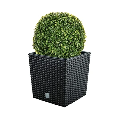 Imagen de Set de Maceta Rato 32 litros con cubilete para plantar en color antracita x 32,5 cm + Bola boj diámetro 27
