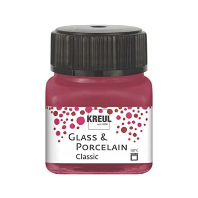 Imagen de KREUL 16207 Vidrio Rojo Granate clásico, en Bote, Pintura Brillante al Agua para y Porcelana, de Secado rápido, Opaca, Color Garnet Red, 20 ml (16207)