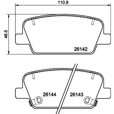 Imagen de HELLA 8DB 355 040 081 Juego de pastillas freno con avisador acústico desgaste accesorios HYUNDAI: Santa Fé IV