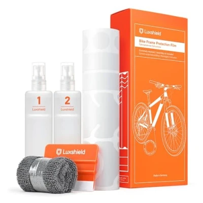 Imagen de Luxshield Película Protectora de Pintura para Bicicleta Montaña, BMX, Carretera, Trekking, etc. Conjunto Cuadro 21 Piezas contra Golpes Piedras Transparente Mate y Autoadhesivo