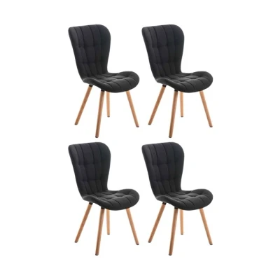 Imagen de CLP Set De 4 Sillas Elda Tapizadas En Tela con Base Madera Natural I Juego Comedor Acolchadas Nórdicas, Color:Negro
