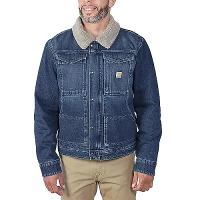 Imagen de Carhartt Herren Übergangsjacke Relaxed Fit Denim Sherpa Lined, Farbe:Beech, Größe:l Chaqueta Polar, Beech, L Hombres
