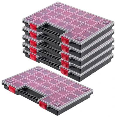Imagen de KADAX Organizador, caja de herramientas plástico, con tapa transparente, para piezas pequeñas en diferentes tamaños, surtida (40 x 30 cm/6 unidades)