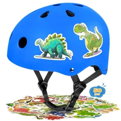 Imagen de LeapBeast Casco Skate Bicicleta con Certificado CE Unisex Adultos Hombres y Mujeres Multi Deporte para Ciclismo, Skate, Patinaje (Azul Dinosaurio, Large)