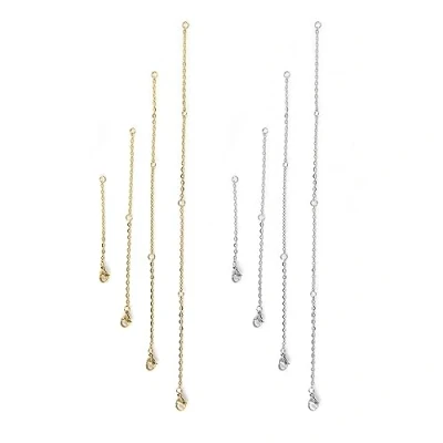 Imagen de TAFACE 8 Pcs Collar Extender, Silver Gold Joyería de Tobillo Extender para Mujeres Y Hombres (4 Tamaños), Acero inoxidable